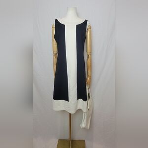 Vintage 1980s Robbie Bee Black White Shift Dress, Size 10